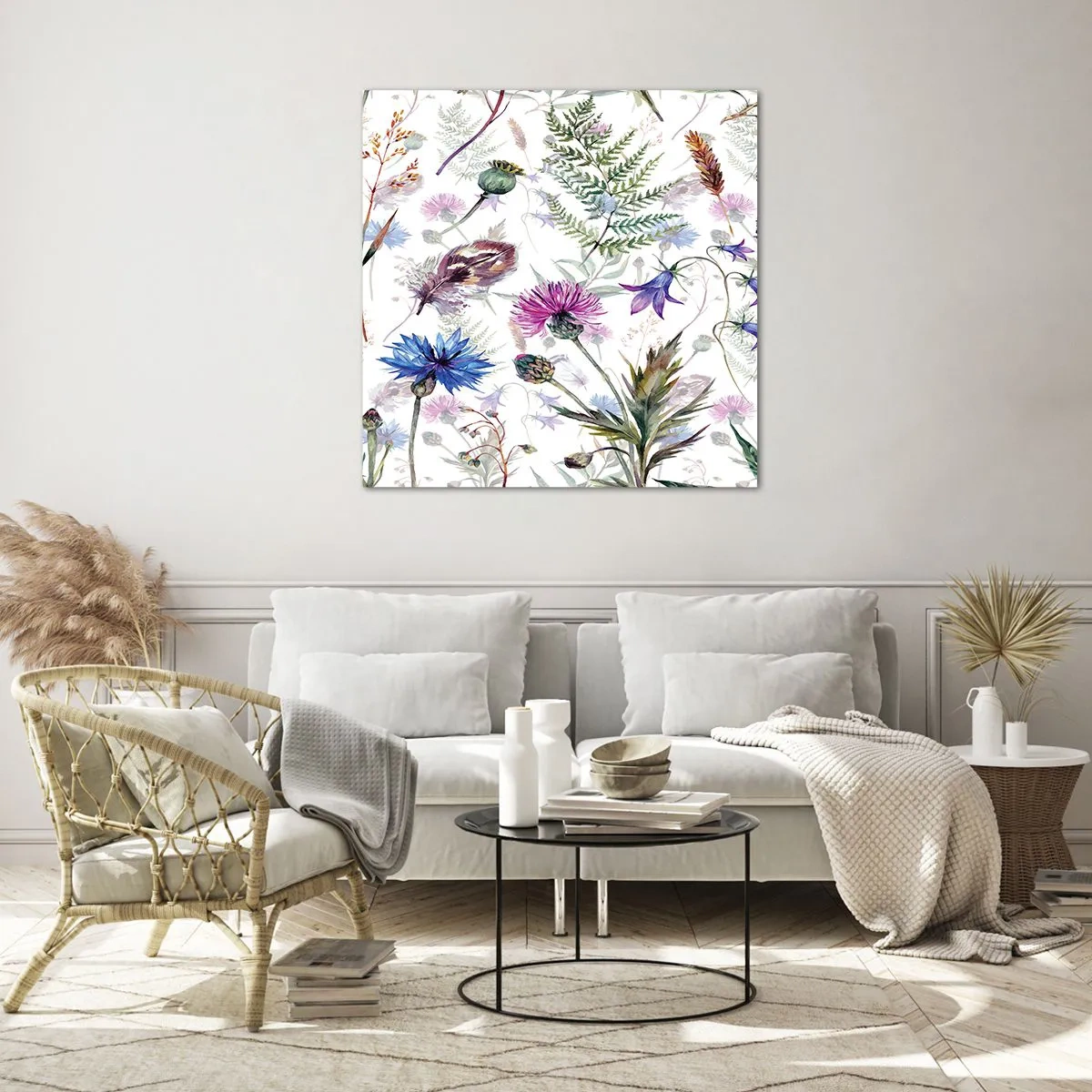 Quadro em vidro - Herbário polaco - 40x40 cm