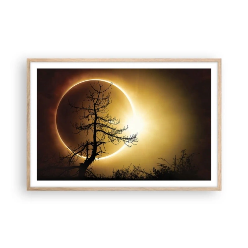 Pôster com moldura de carvalho claro - Eclipse total - 91x61 cm