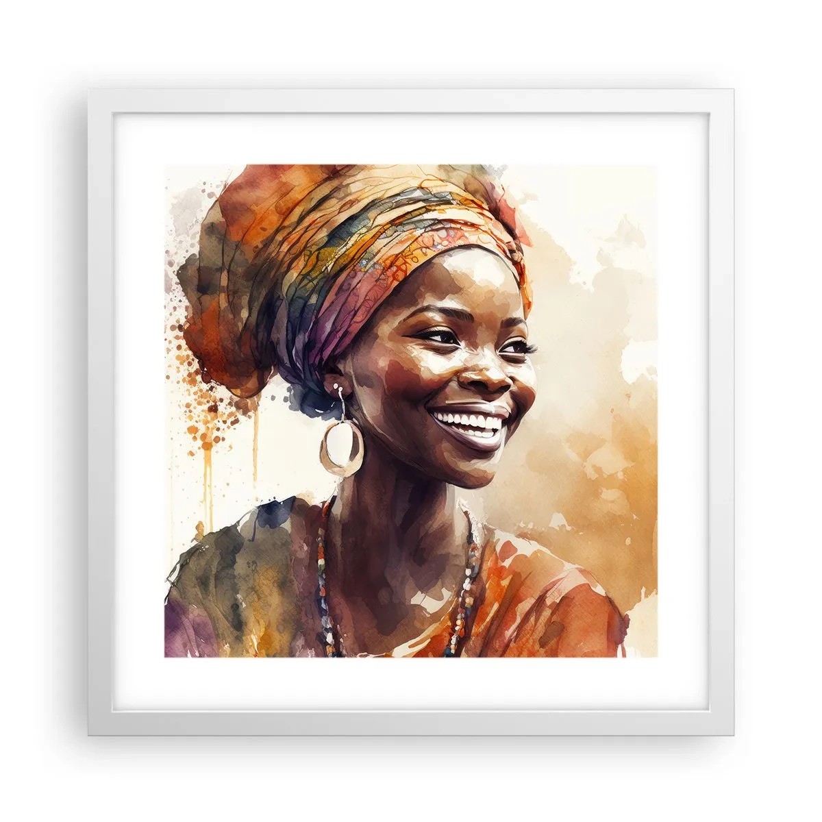 Pôster em moldura branca - Rainha africana - 40x40 cm