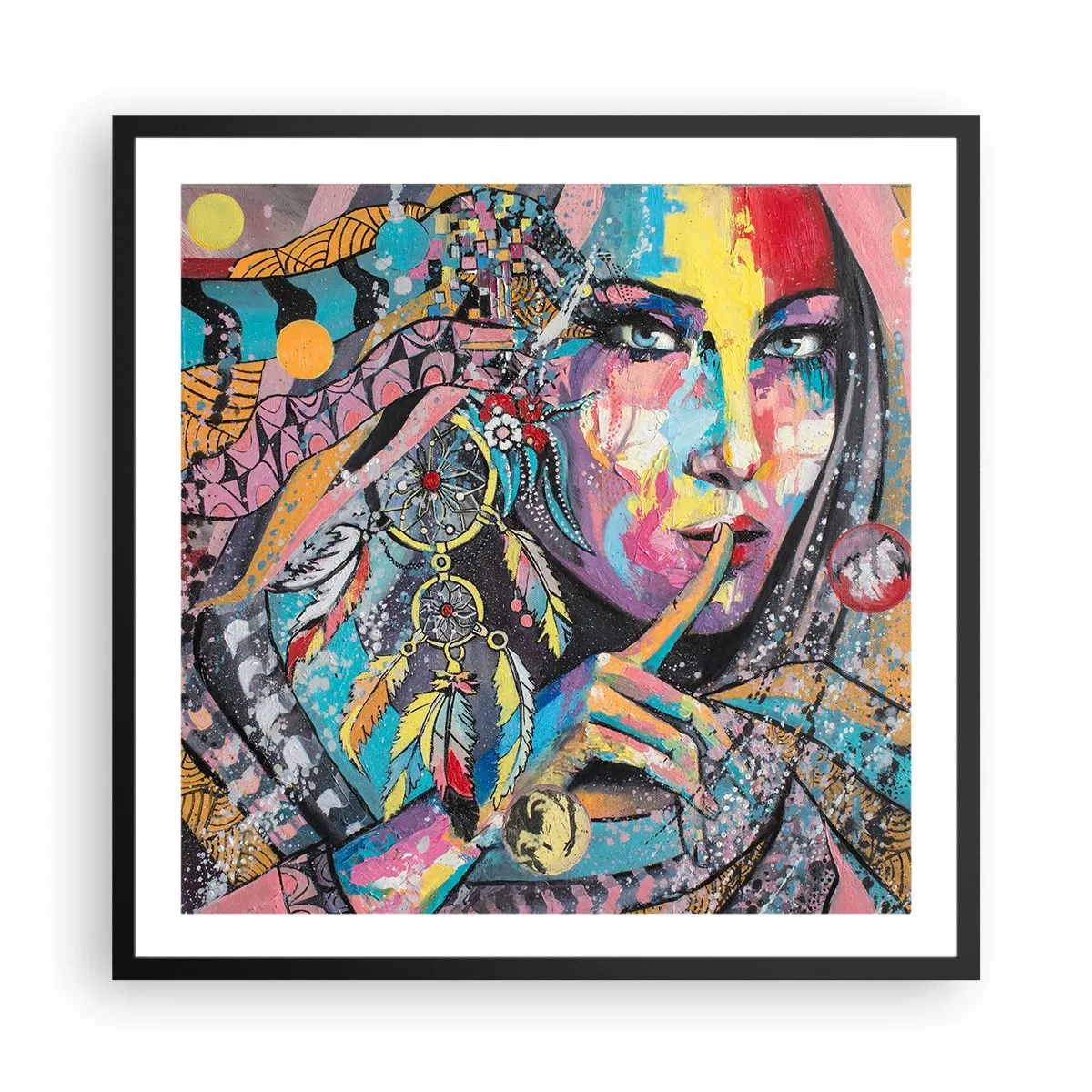 Pôster com moldura preta - Fique em silêncio até compreender - 60x60 cm