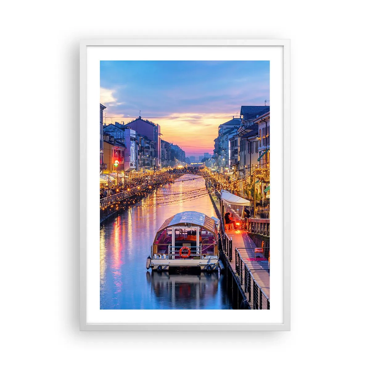 Pôster em moldura branca - Uma noite de luz e diversão - 50x70 cm