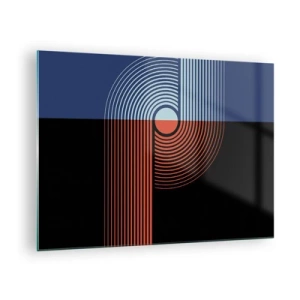 Quadro em vidro - Gráficos geométricos modernos em cores contrastantes - 70x50cm - Num abraço geométrico - Decoração de parede moderna para a sala de estar e quarto ARTTOR
