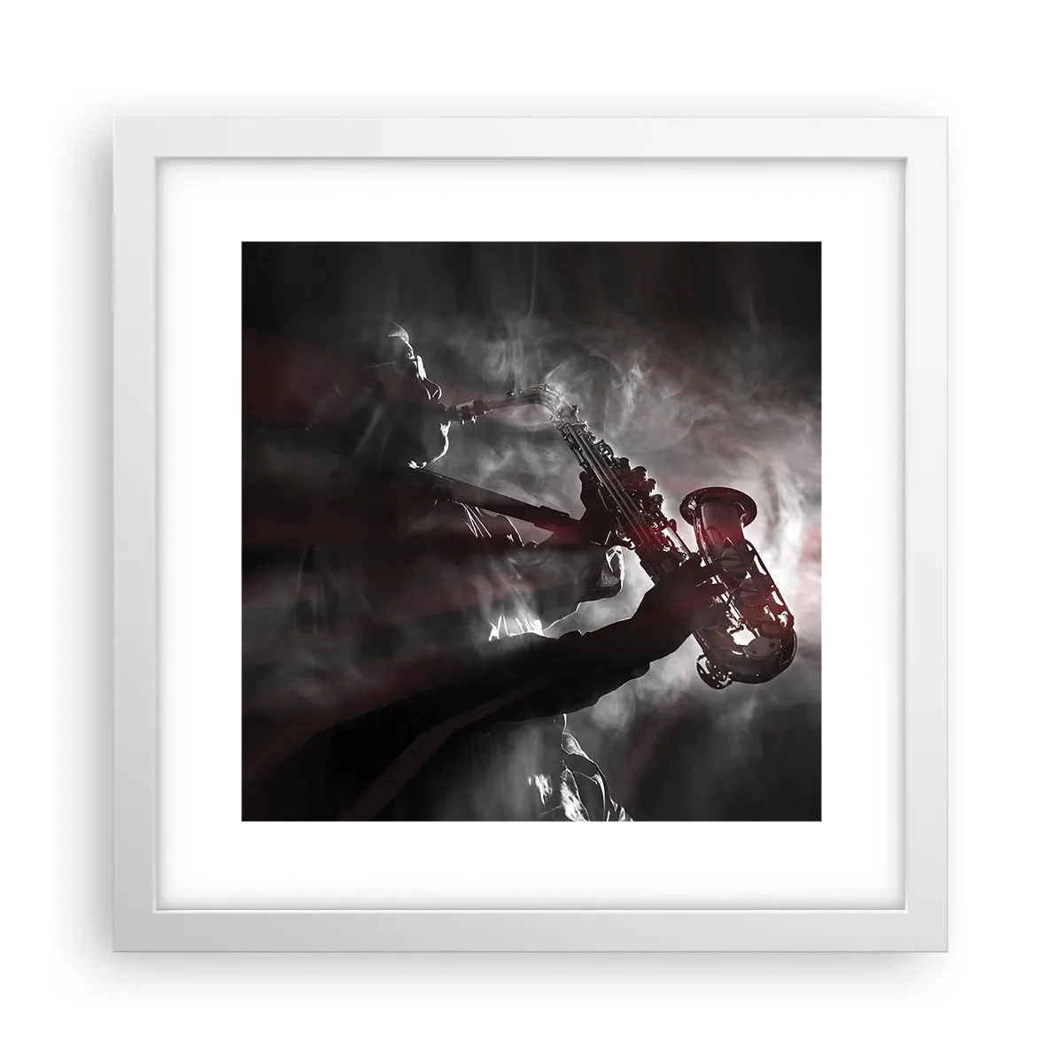 Pôster em moldura branca - Nos fumos do jazz - 30x30 cm