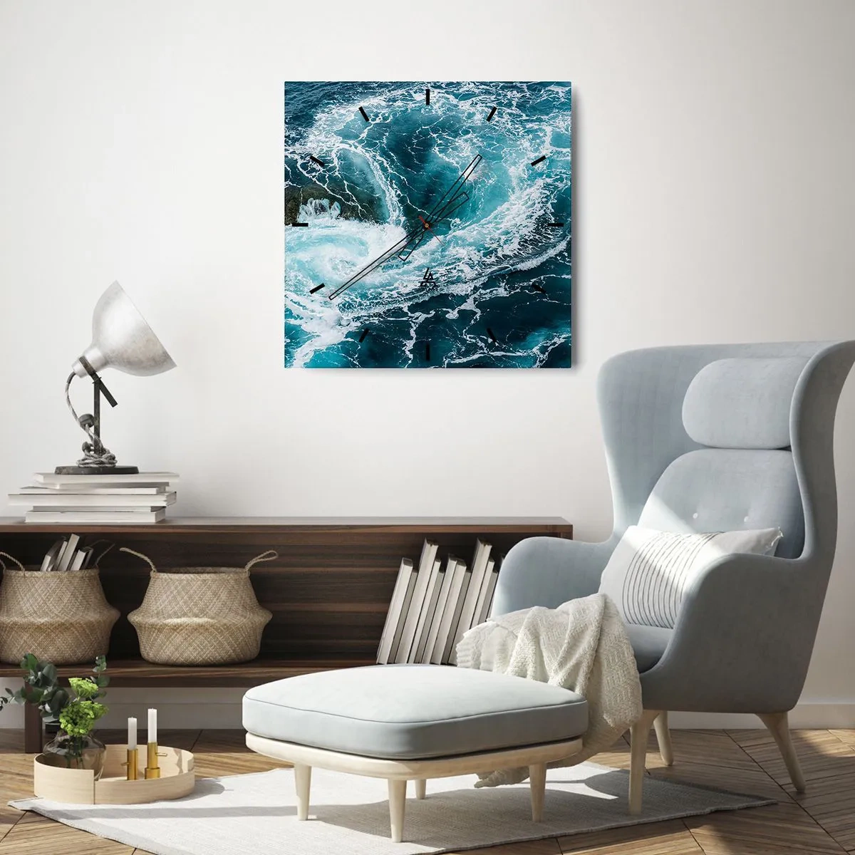 Relógio de parede - Relógio em vidro - Portões para o Interior da Terra - 40x40 cm