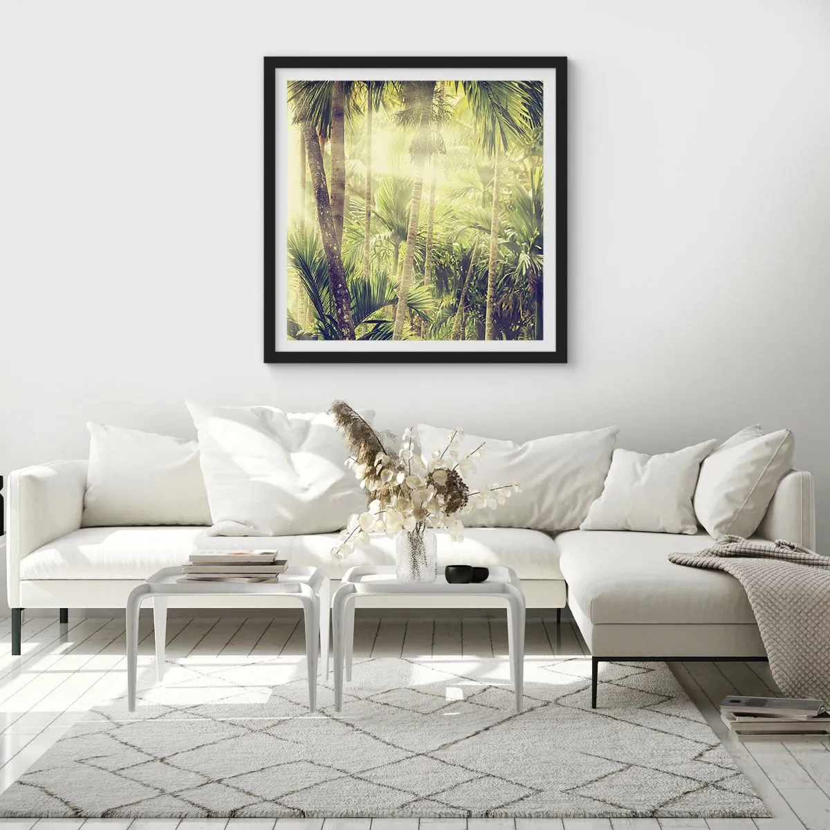 Pôster com moldura preta - No calor verde - 40x40 cm