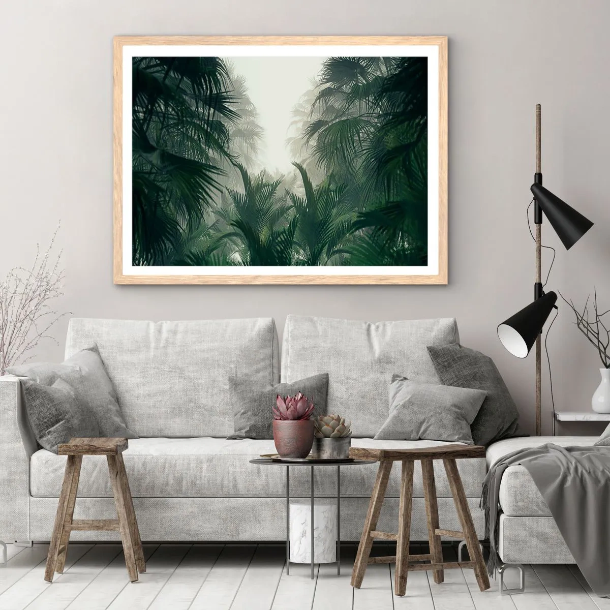 Pôster com moldura de carvalho claro - Mistério tropical - 70x50 cm