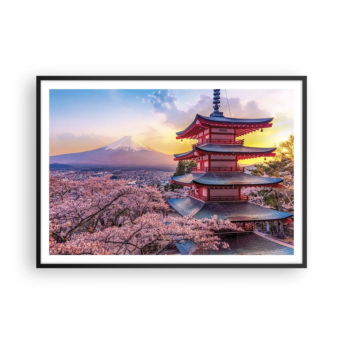 Pôster com moldura preta - A essência do espírito japonês - 100x70 cm