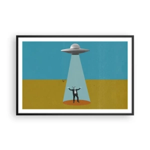 Pôster com moldura preta - Encontro próximo - 91x61 cm