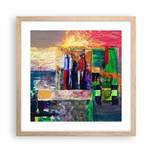 Pôster com moldura de carvalho claro - Relacionamentos e emoções - 40x40 cm