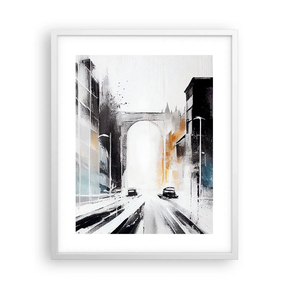 Pôster em moldura branca - Estudo da cidade: arquitetura e movimento - 40x50 cm