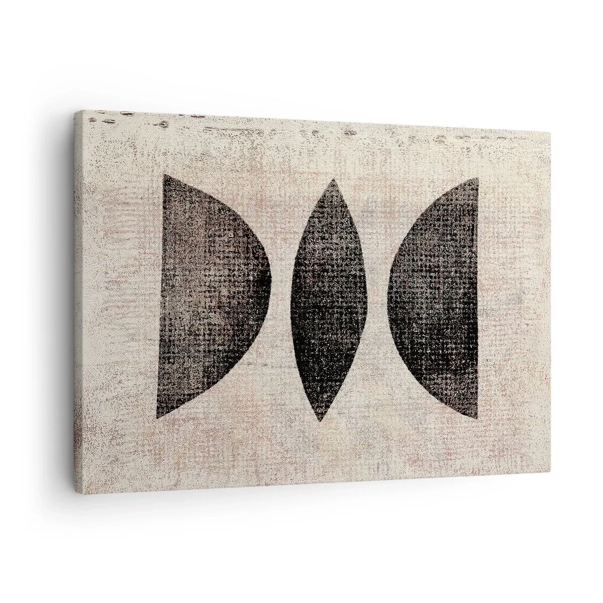 Quadro em tela - Formas étnicas em tons escuros sobre fundo claro - 70x50cm - Abstração étnica - Decoração de parede moderna para a sala de estar e quarto ARTTOR