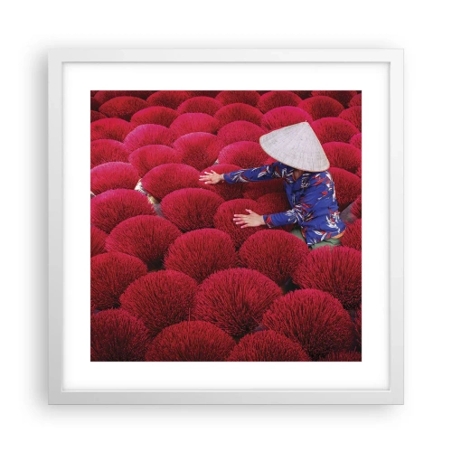 Pôster em moldura branca - No campo de arroz - 40x40 cm