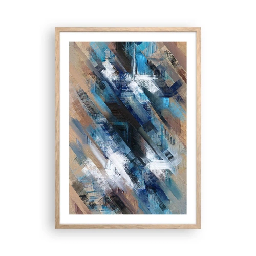 Pôster com moldura de carvalho claro - Numa diagonal azul - 50x70 cm