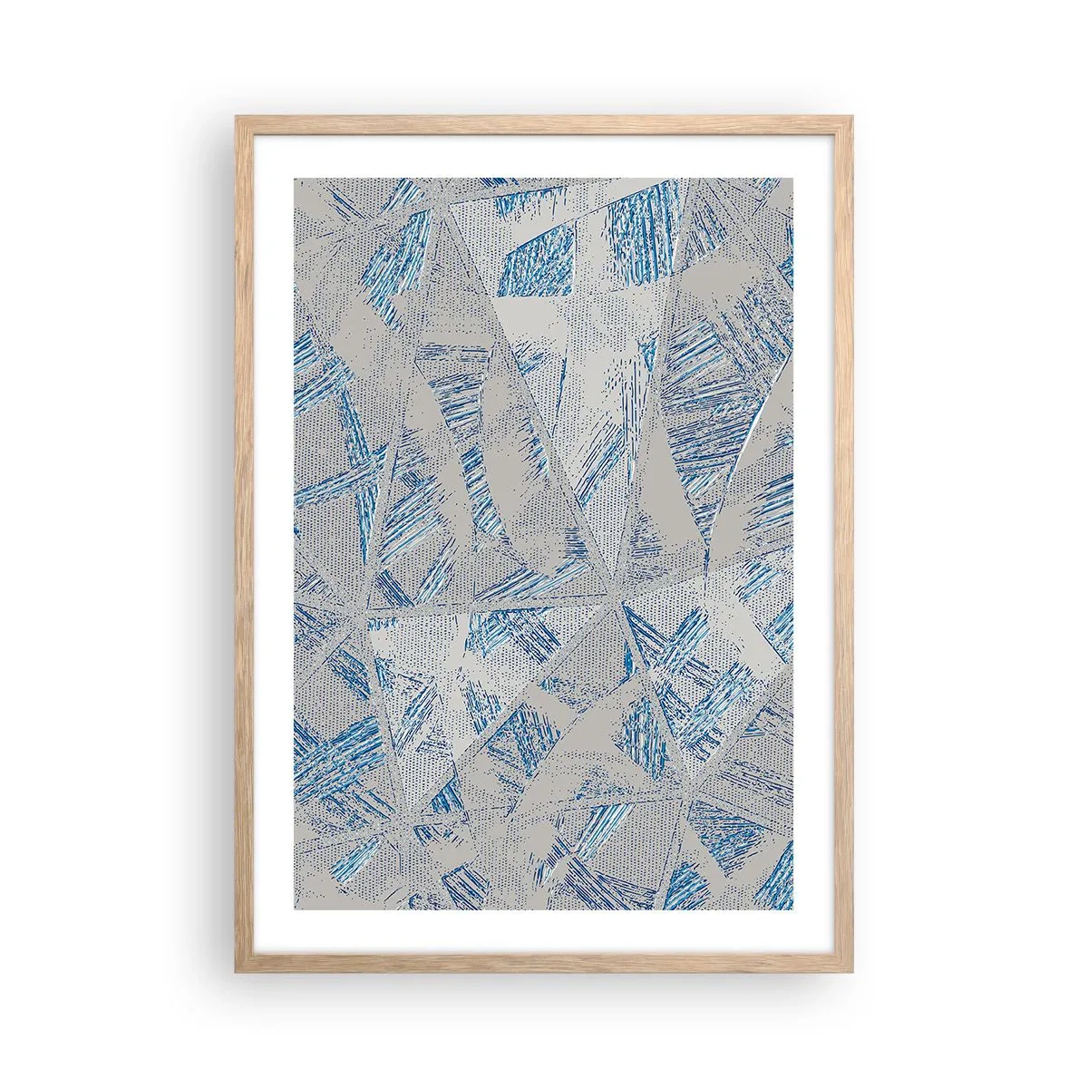 Pôster com moldura de carvalho claro - Em um labirinto azul e cinza - 50x70 cm
