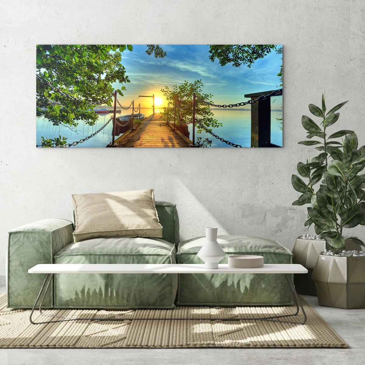 Quadro em vidro - Oeste sobre a água - 90x30 cm