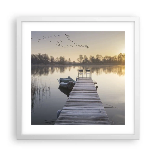 Pôster em moldura branca - Voltarei dentro de algum tempo - 40x40 cm