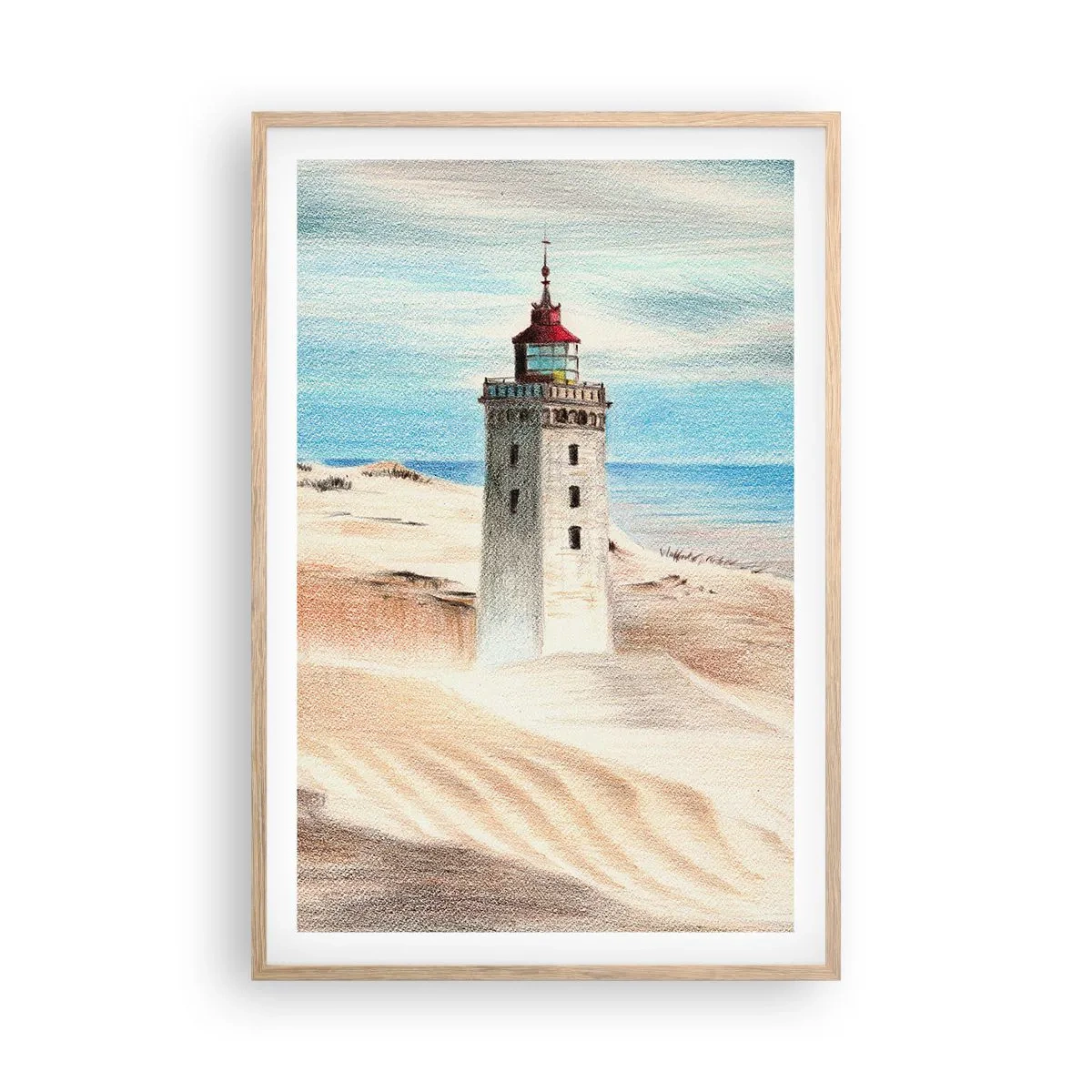 Pôster com moldura de carvalho claro - Sempre a olhar para o mar - 61x91 cm