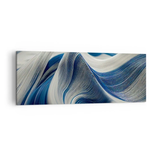 Quadro em tela - A fluidez do azul e do branco - 140x50 cm