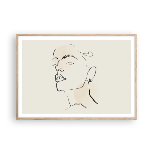 Pôster com moldura de carvalho claro - Olhar orgulhoso - 100x70 cm