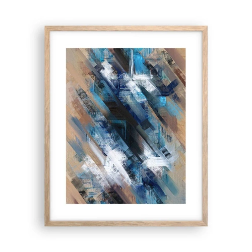 Pôster com moldura de carvalho claro - Numa diagonal azul - 40x50 cm
