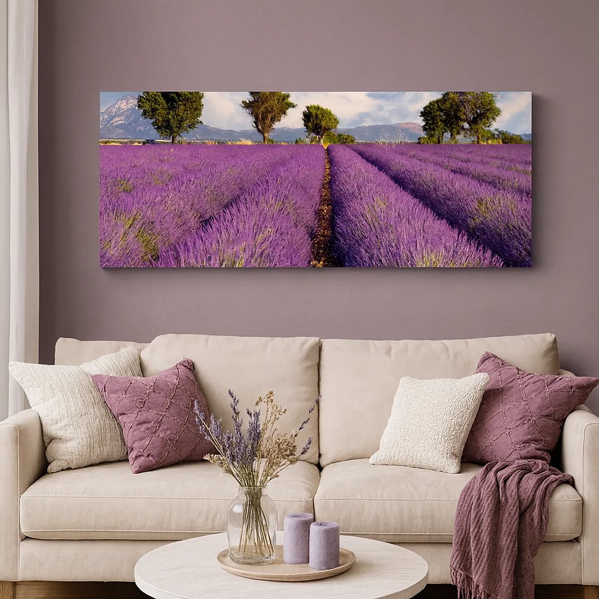 Quadro em tela - Prados de lavanda - 30x30 cm