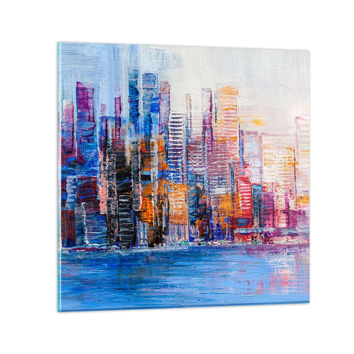 Quadro em vidro - Metrópole alegre - 40x40 cm