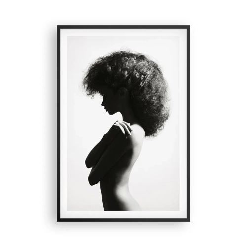 Pôster com moldura preta - Como uma flor em um caule fino - 61x91 cm