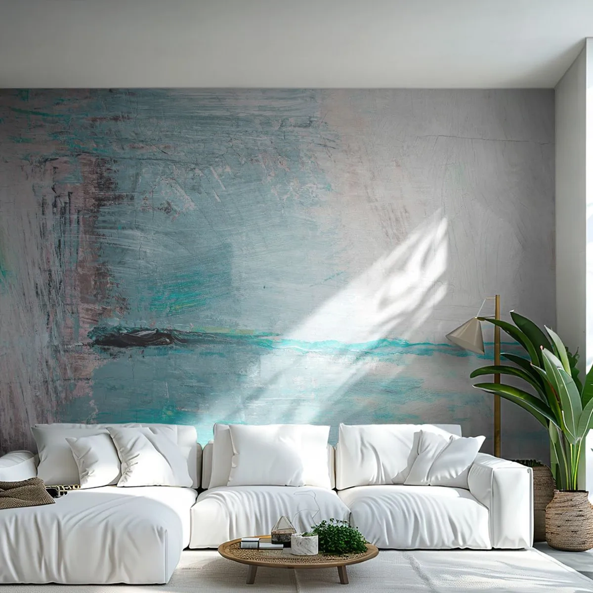 Papel de Parede Standard Eco - Horizontalmente em azul - Abstração, Pedaço, Padrão Moderno - 200x140 cm