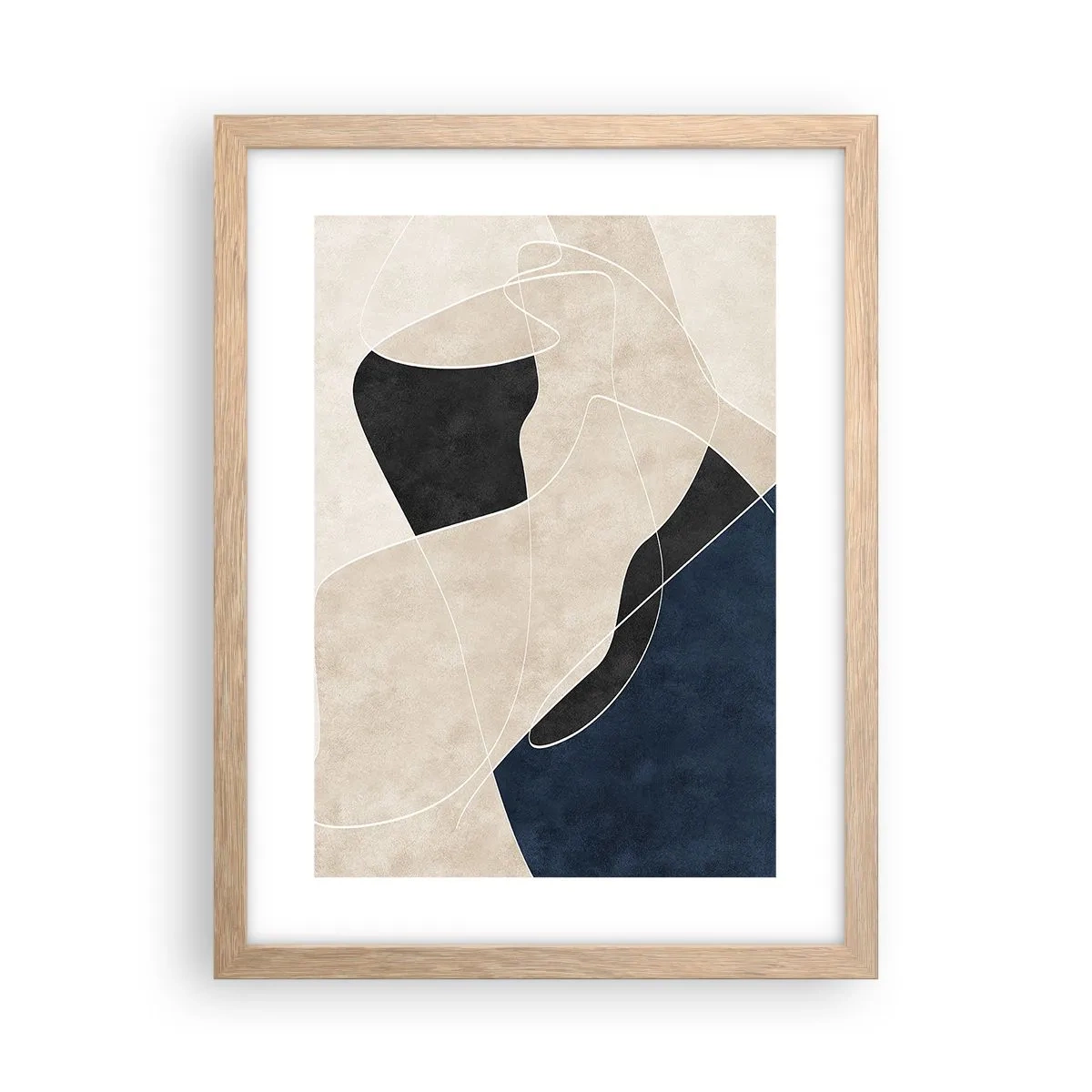 Pôster com moldura de carvalho claro - Composição abstrata – contraste de cores - 30x40 cm
