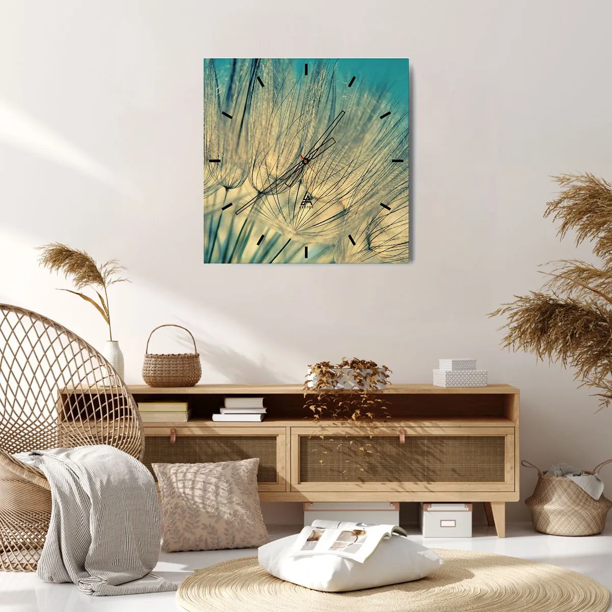 Relógio de parede - Relógio em vidro - À espera do vento - 40x40 cm