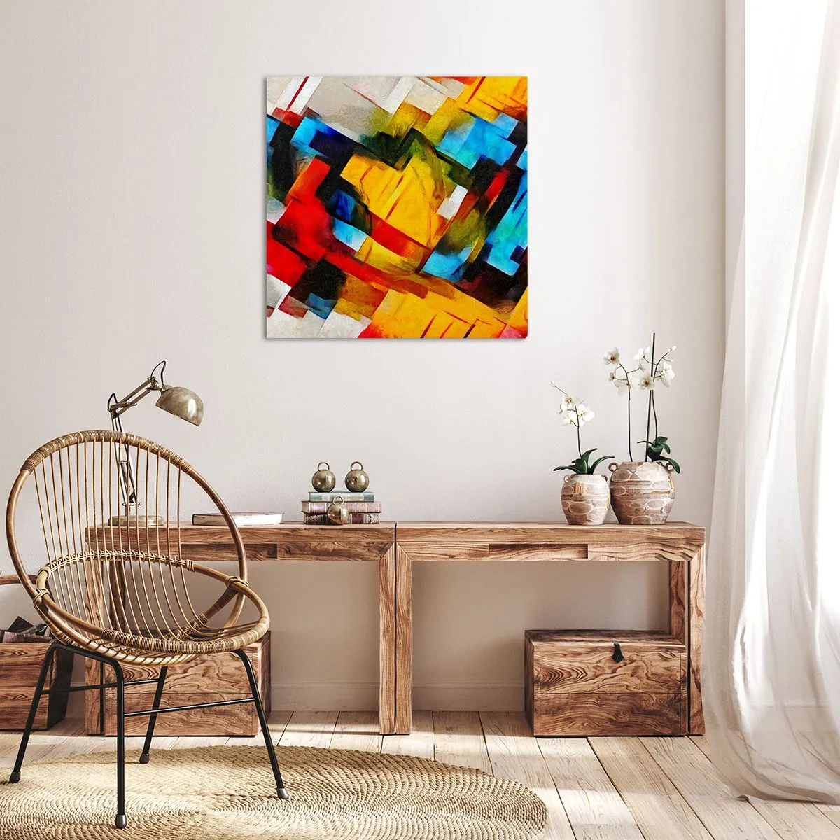 Quadro em tela - Camadas multicoloridas - 30x30 cm