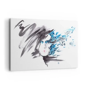 Quadro em tela - Retrato sensual em cinza e azul - 120x80 cm