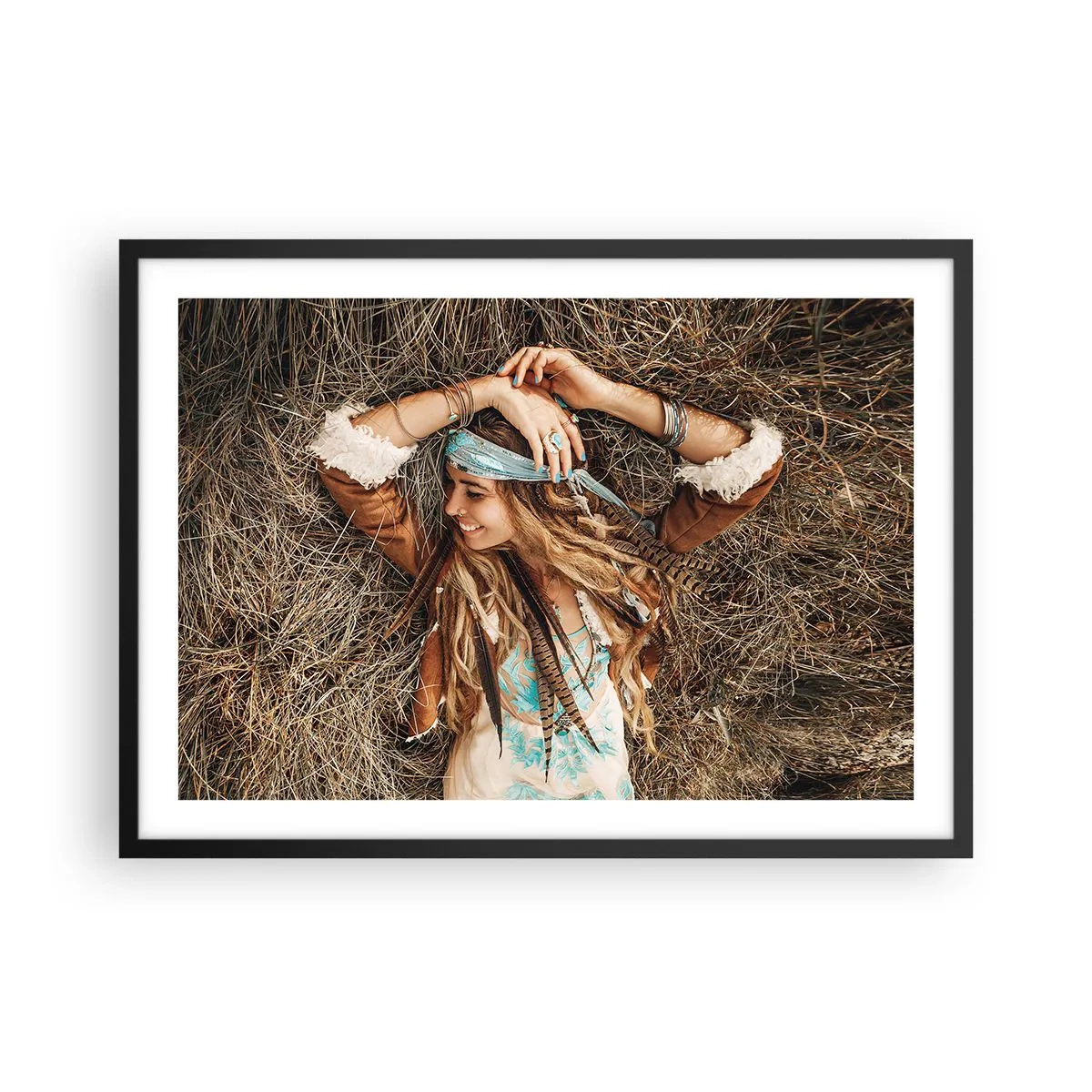 Pôster com moldura preta - A caminho do verão do amor - 70x50 cm