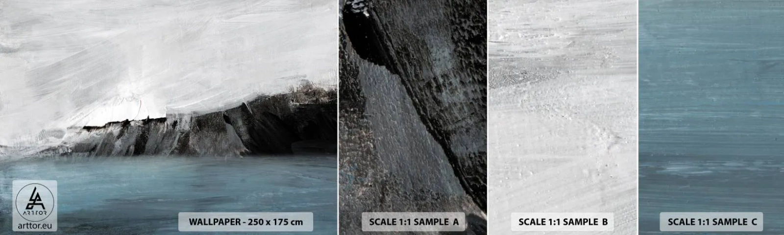 Amostra de papel de parede autocolante Deluxe Sticker - Água – terra: choque dos elementos - Costa, Paisagem, Mar - 100x30 cm