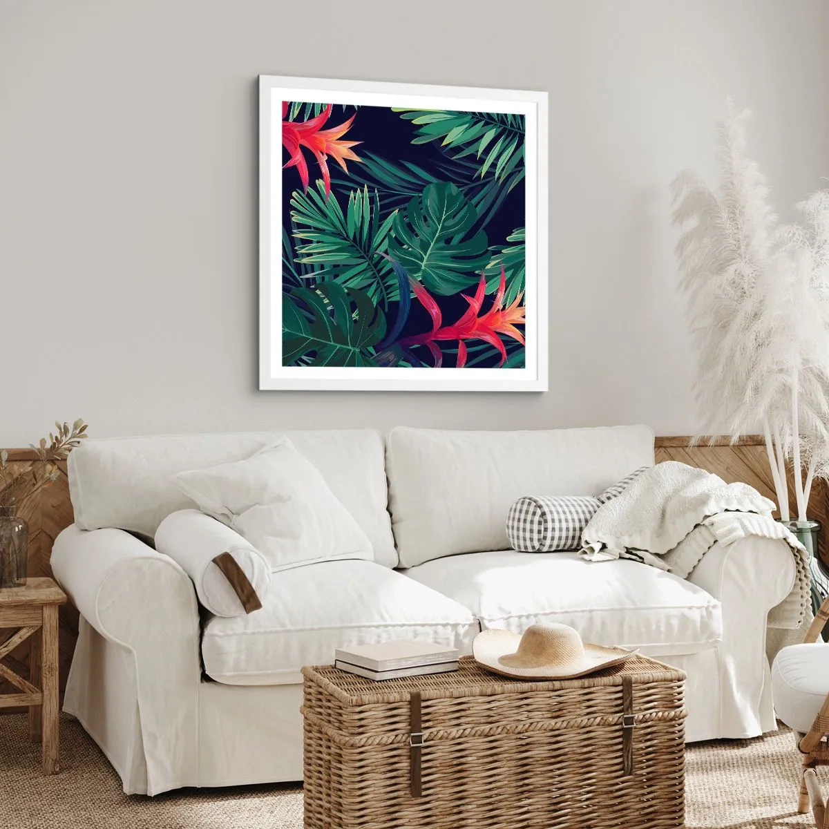 Pôster em moldura branca - Queimar em verde - 40x40 cm