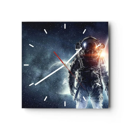 Relógio de parede - Relógio em vidro - Aventura espacial - 30x30 cm