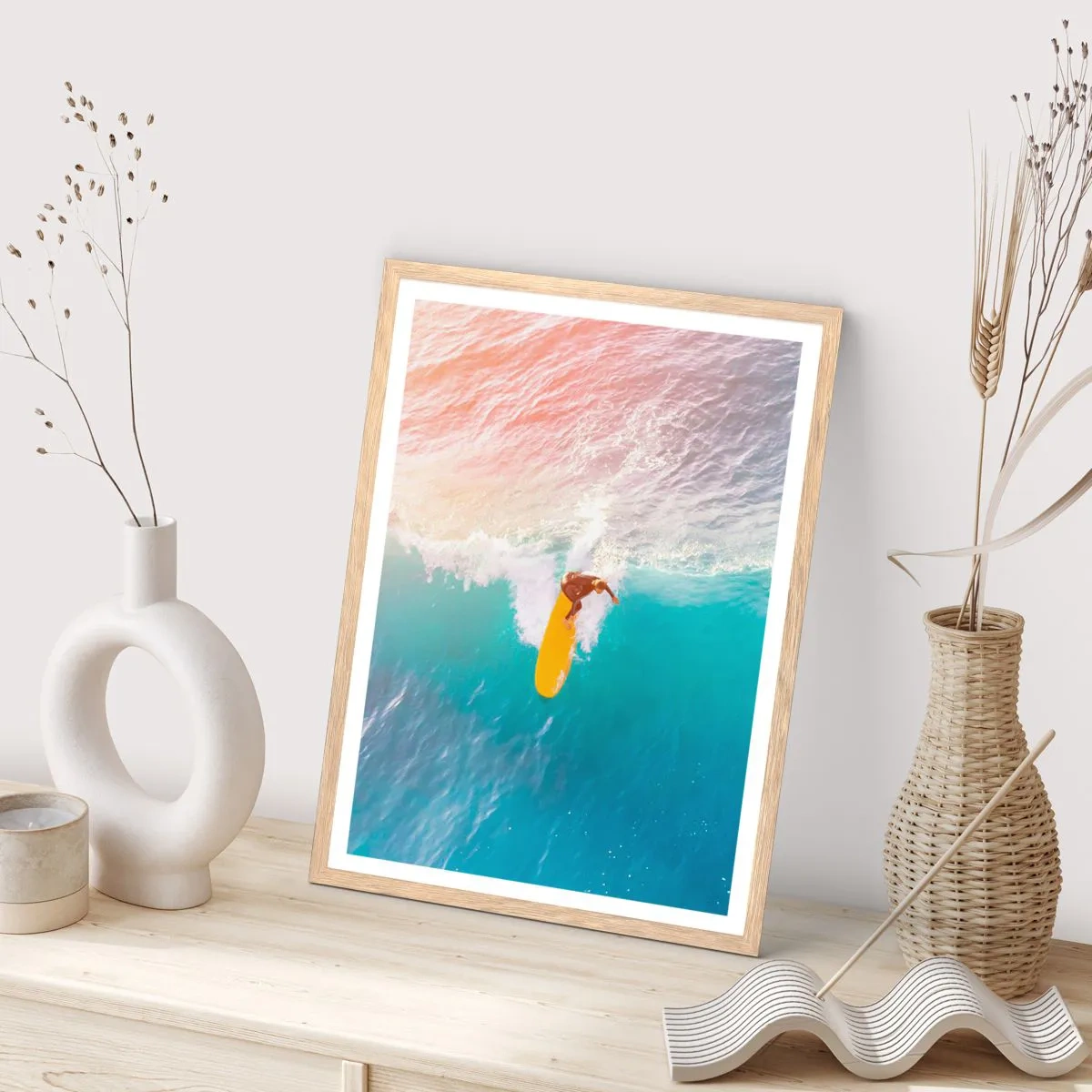 Pôster com moldura de carvalho claro - Cavaleiro oceânico - 50x70 cm