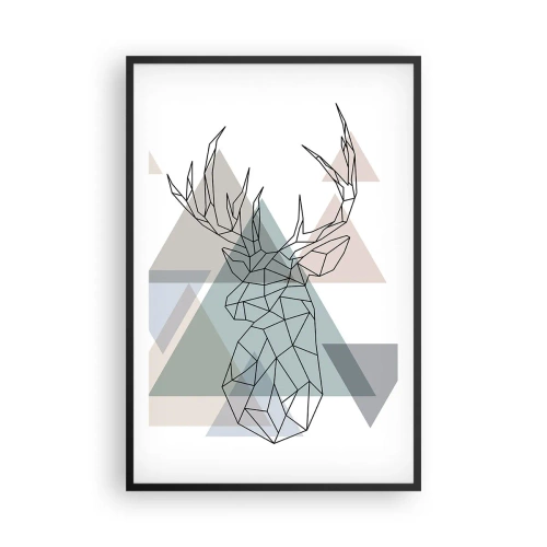 Pôster com moldura preta - Numa floresta geométrica - 61x91 cm
