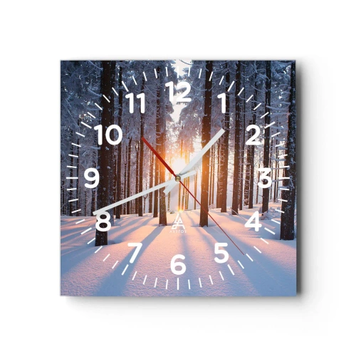 Relógio de parede - Relógio em vidro - Preto no branco - 30x30 cm