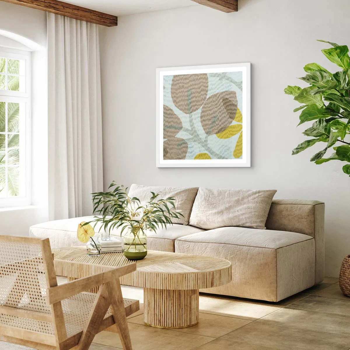 Pôster em moldura branca - Composição a pleno sol - 60x60 cm