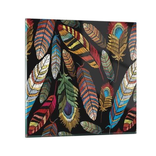 Quadro em vidro - O carnaval dos pássaros - 40x40 cm