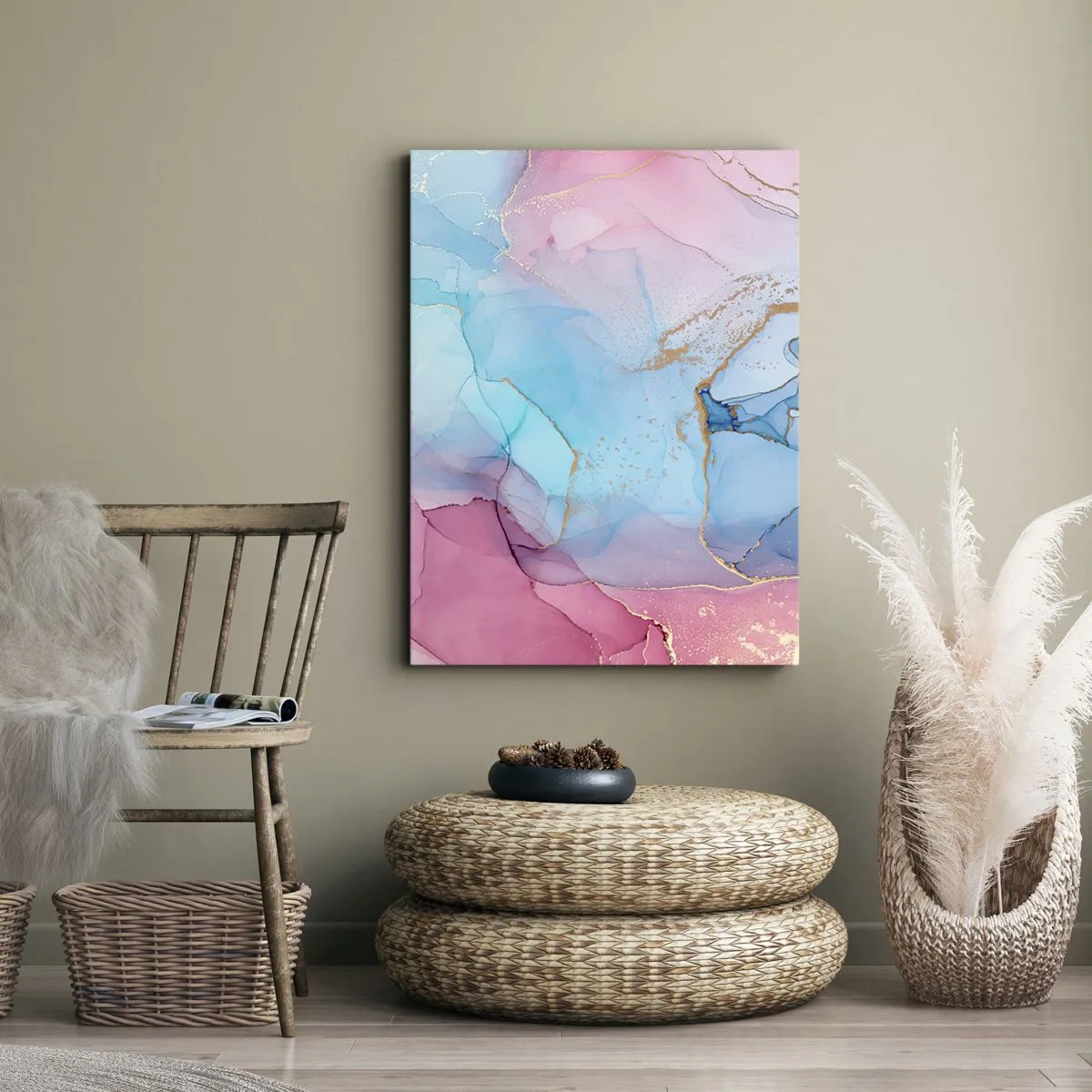 Quadro em tela - Encontro e difusão - 45x80 cm