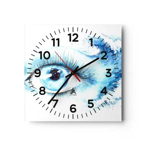 Relógio de parede - Relógio em vidro - Mergulho no olhar azul - 40x40 cm