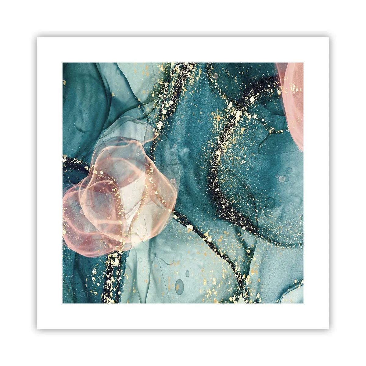 Pôster - Azul seda, rosa tule - 40x40 cm