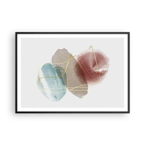 Pôster com moldura preta - Corais espaciais - 100x70 cm