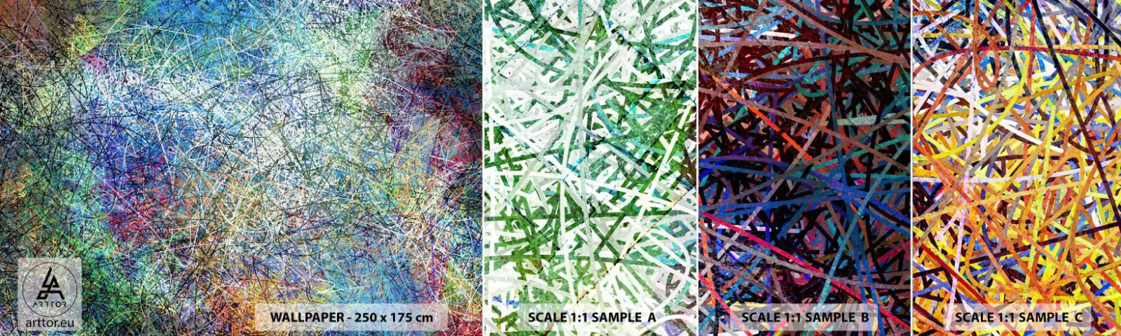 Amostra de papel de parede autocolante Deluxe Sticker - Não é assim tão simples - Abstração, Pedaço, Padrão Moderno - 100x30 cm