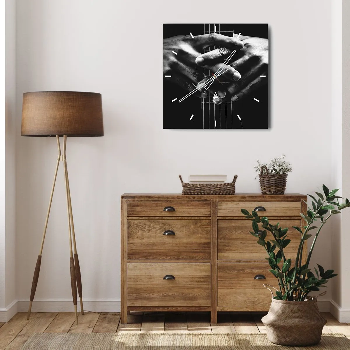 Relógio de parede - Relógio em vidro - Oração do artista - 40x40 cm