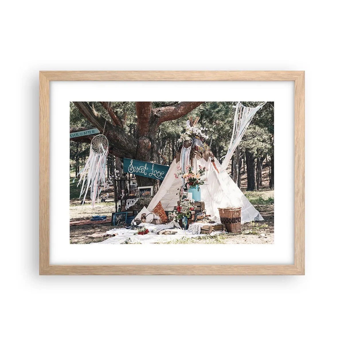 Pôster com moldura de carvalho claro - Make love… - 40x30 cm