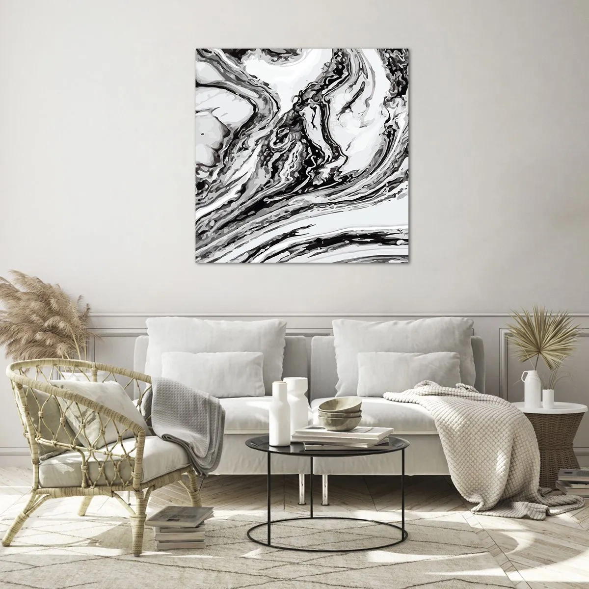 Quadro em vidro - No princípio, era o caos - 70x70 cm