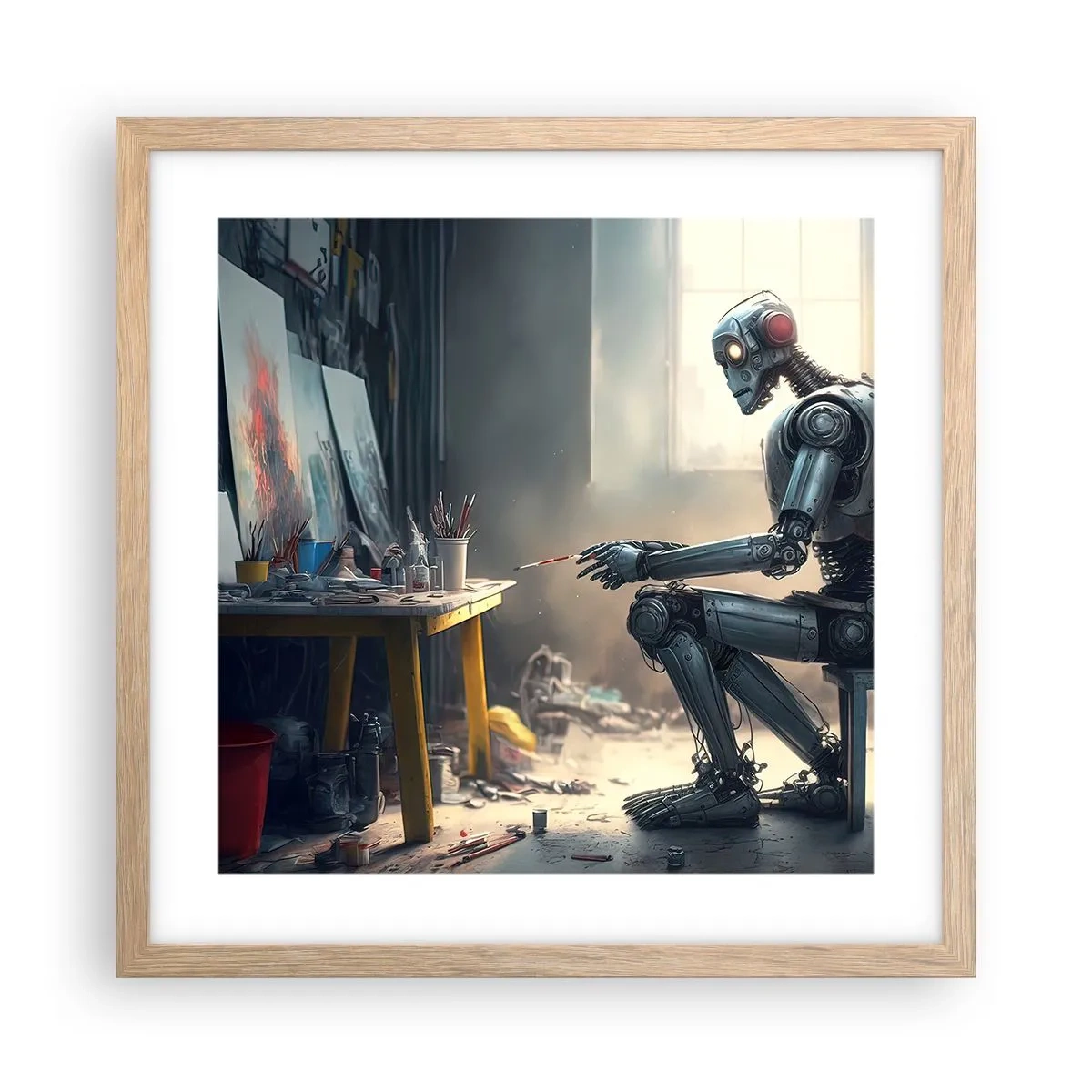 Pôster com moldura de carvalho claro - O ato de criação - 40x40 cm